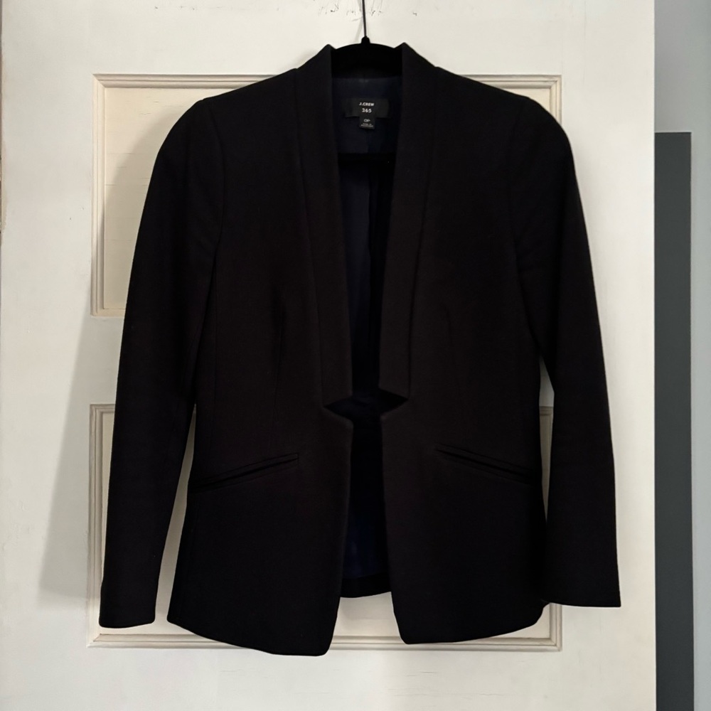 J. CREW Black Fitted Collarless Blazer, 0P